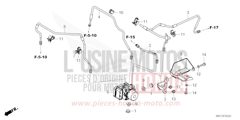 ABS MODULATOR/BRAKE PIPE for X-ADV 750 GRAND PRIX RED (R380) from 2021